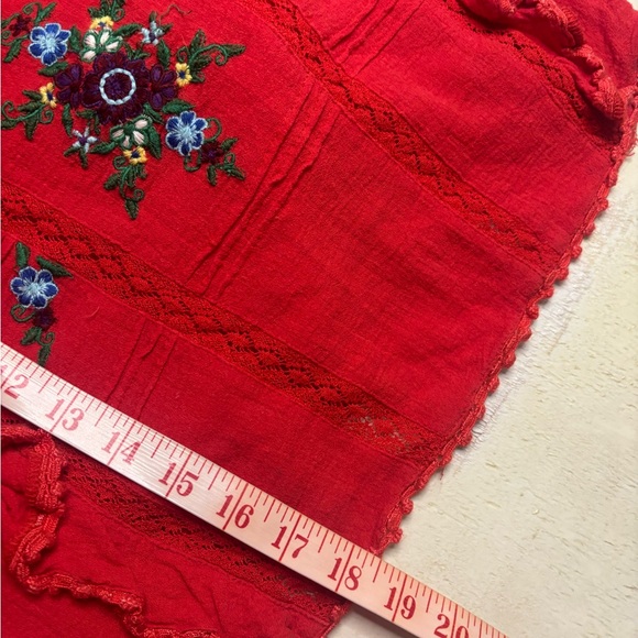 Free People Amy High Neck Embroidered Ruffle Shoulder Long Sleeve Blouse Top XS - Picture 6 of 8